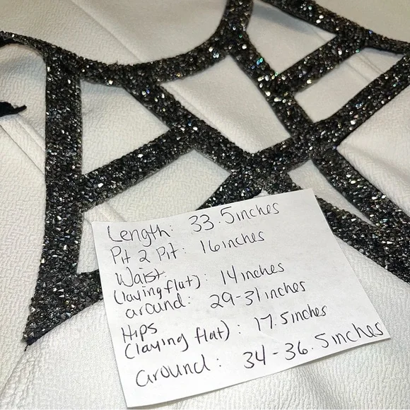 Charlotte Russe White and gray sparkly geometric moon rock mini cocktail dress! - Picture 4 of 15